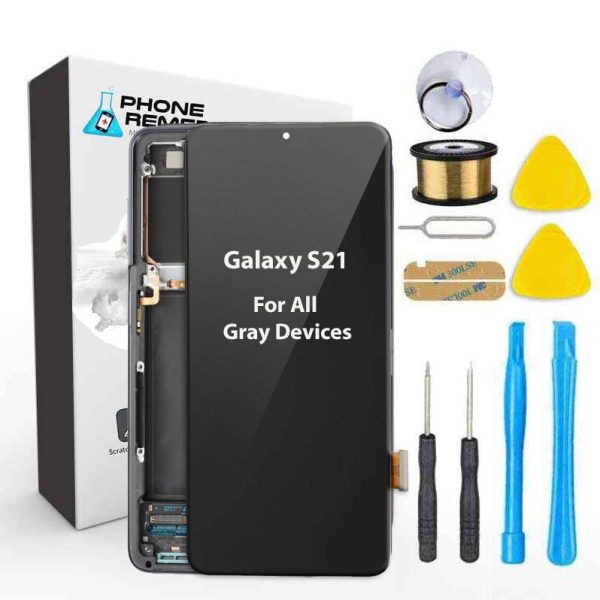 Wholesale Samsung Galaxy S21 5G Screen Replacement LCD with FRAME Repair Kit  SM-G9910 - Phantom Gray in the USA